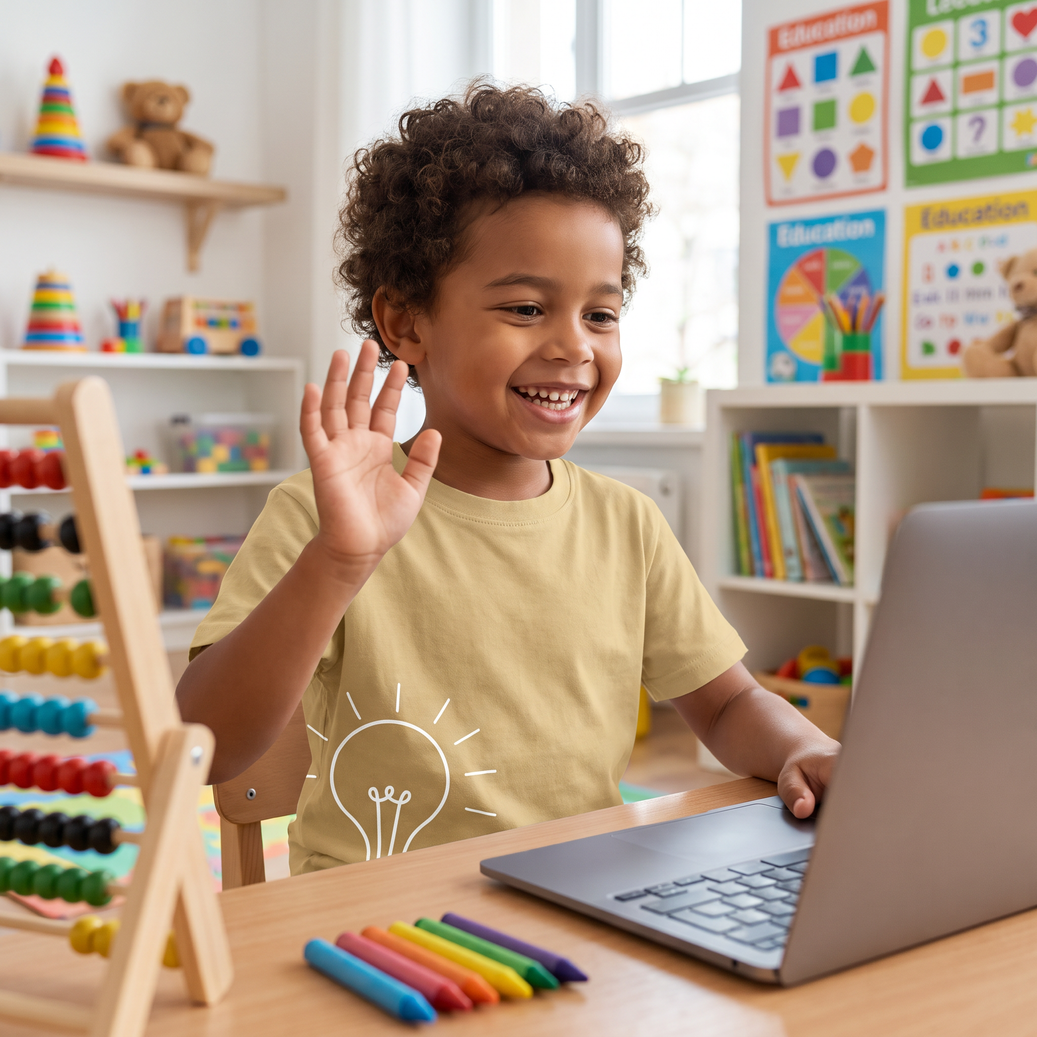 A child learning with a laptop